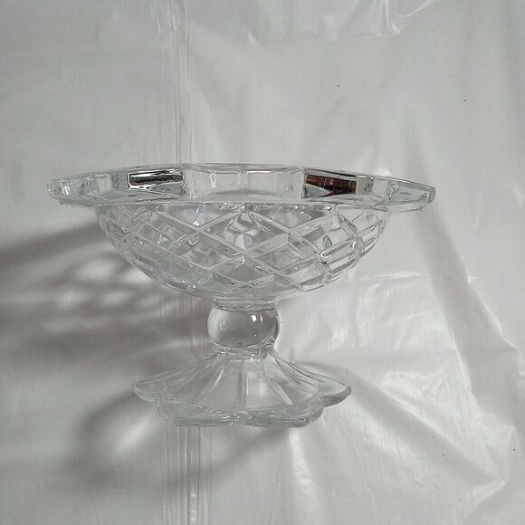 Clear glass pedestal bowl floral * - Picture 4 of 6